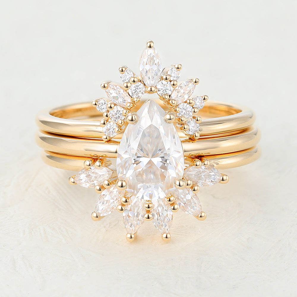 1.50 CT Pear Moissanite Solitaire Bridal Ring Set - farrellouise