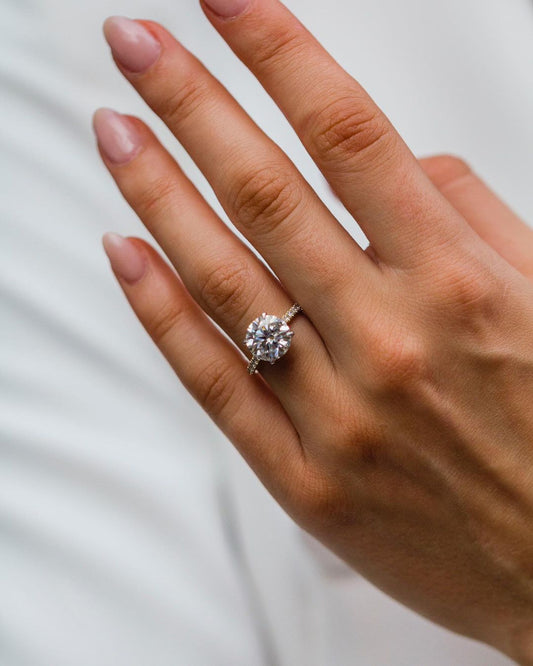 2.75 CT Round Solitaire Pave Moissanite Engagement Ring - farrellouise