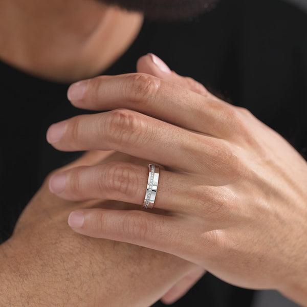 Round Stone High Polish Finish Men's Wedding Band - farrellouise