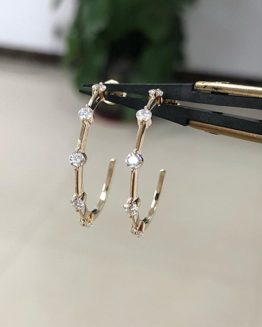 0.24 TCW Round Cut Moissanite Open Hoop Earrings - farrellouise