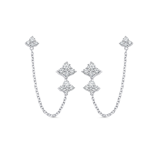0.87 TCW Round Moissanite Diamond Cluster Chain Earrings - farrellouise