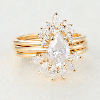 1.50 CT Pear Moissanite Solitaire Bridal Ring Set - farrellouise