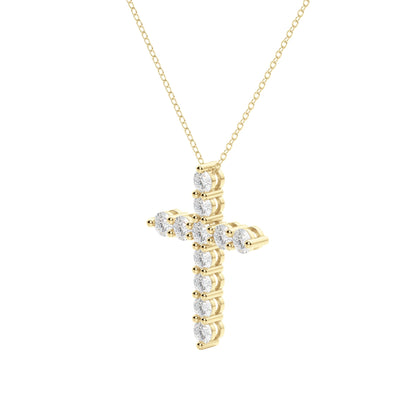 0.17 CT Round Cut Cross Pendant Moissanite Diamond Necklace - farrellouise