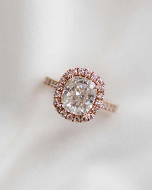 2.30 CT Cushion Halo Moissanite Engagement Ring - farrellouise
