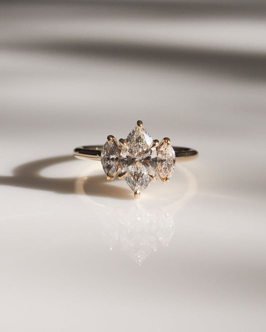 1.0 CT Marquise Moissanite Three Stone Style Engagement Ring - farrellouise