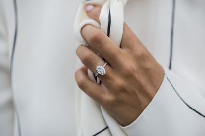 2.90 CT Oval Solitaire Hidden Halo & Pave Moissanite Engagement Ring - farrellouise