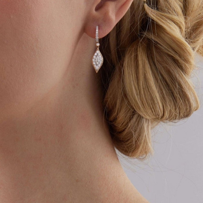 1.20 TCW Round & Marquise Moissanite Diamond Drop Pave Earrings