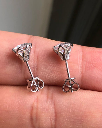 1.0 TCW Round Cut Moissanite Solitaire Stud Earrings - farrellouise