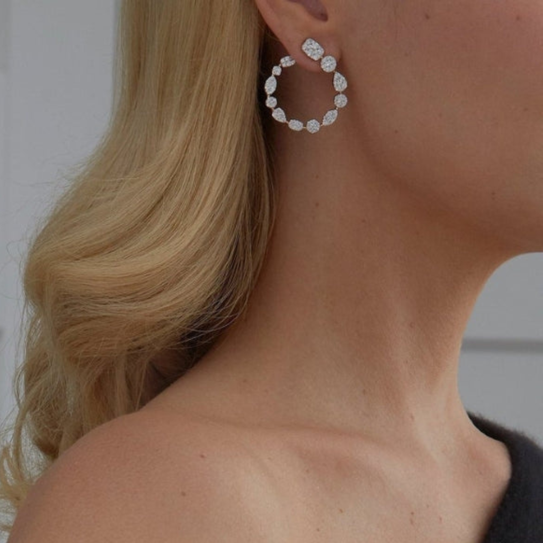 4.05 TCW Round Moissanite Diamond Hoop Earrings
