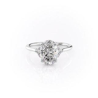 3.0 CT Oval Moissanite Cluster Engagement Ring - farrellouise