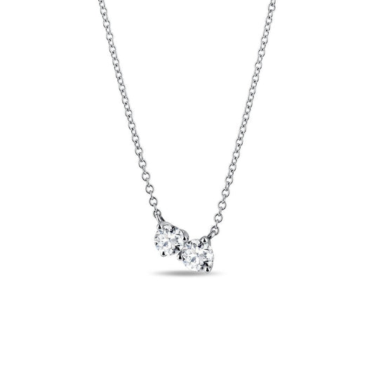 0.35 TCW Round Moissanite Diamond Two Stones Pendent Necklace - farrellouise