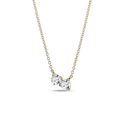 0.35 TCW Round Moissanite Diamond Two Stones Pendent Necklace - farrellouise