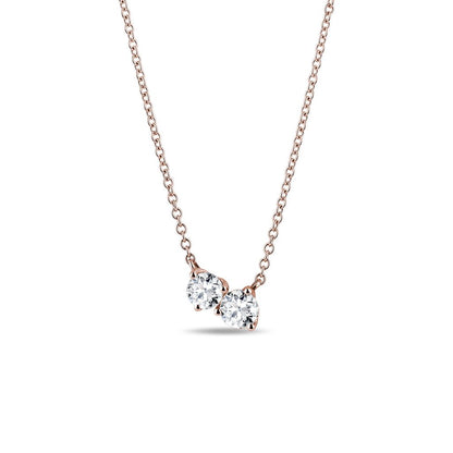 0.35 TCW Round Moissanite Diamond Two Stones Pendent Necklace - farrellouise
