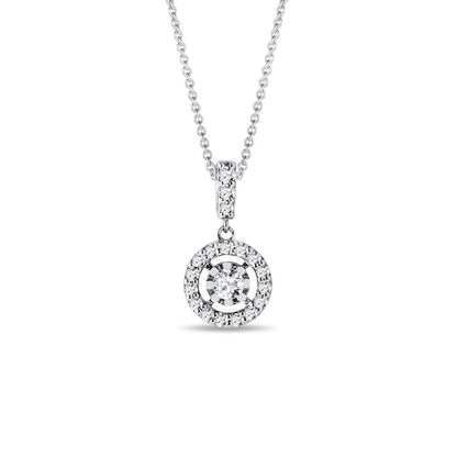 0.34 TCW Round Moissanite Diamond Halo Pendent Necklace - farrellouise