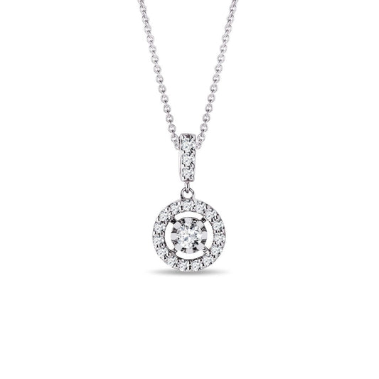 0.34 TCW Round Moissanite Diamond Halo Pendent Necklace - farrellouise