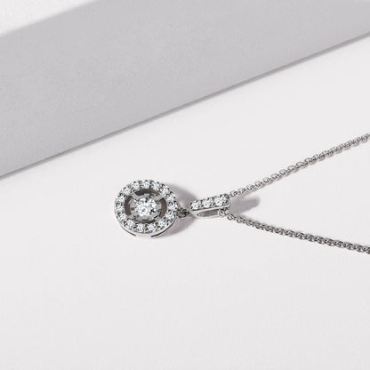 0.34 TCW Round Moissanite Diamond Halo Pendent Necklace - farrellouise