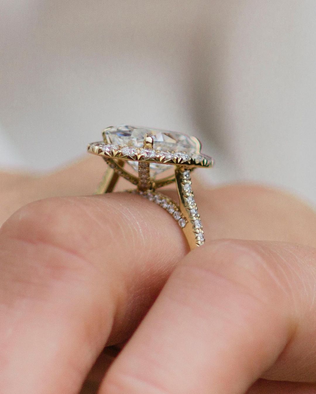 3.41 - 5.41 CT Oval Cut Halo & Pave Moissanite Engagement Ring - farrellouise