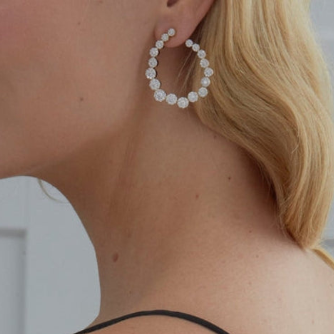 3.59 TCW Round Moissanite Diamond Hoop Earrings