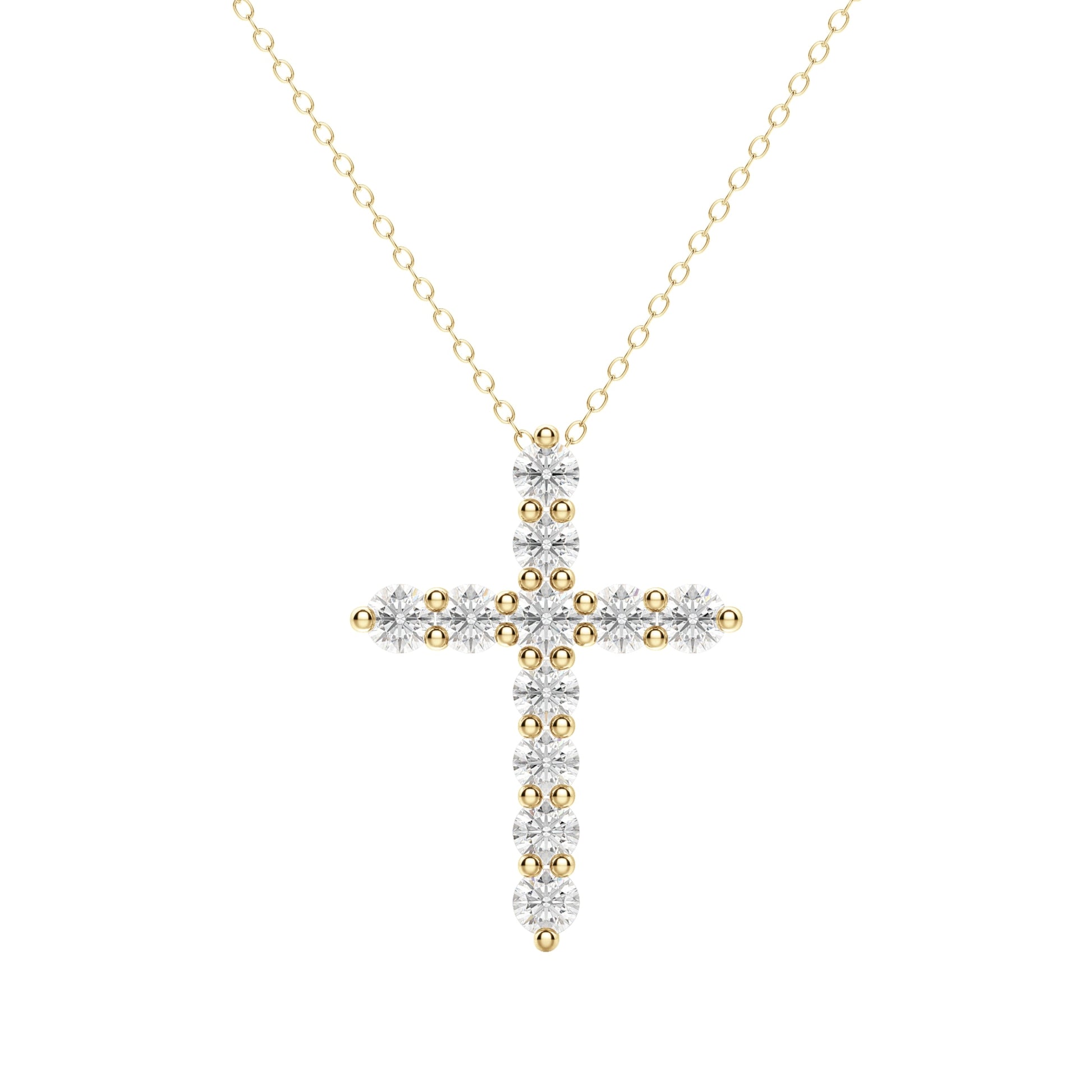 0.17 CT Round Cut Cross Pendant Moissanite Diamond Necklace - farrellouise