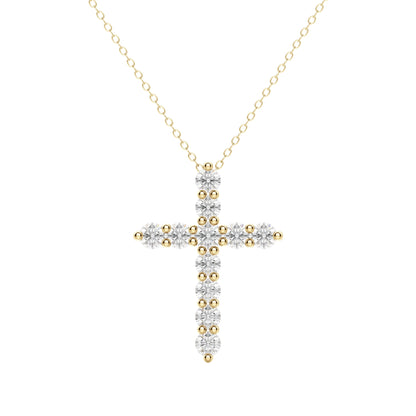 0.17 CT Round Cut Cross Pendant Moissanite Diamond Necklace - farrellouise