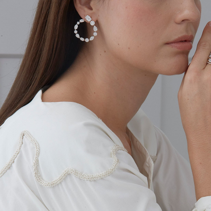 4.05 TCW Round Moissanite Diamond Hoop Earrings