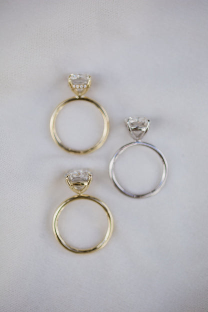 3.0 CT Cushion Solitaire Hidden Halo Moissanite Engagement Ring - farrellouise