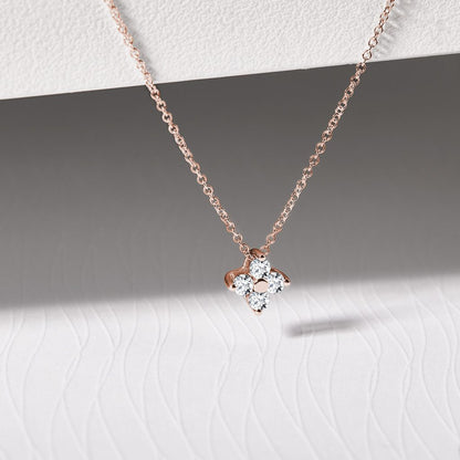 0.26 TCW Round Moissanite Diamond Leaf clover Pendent Necklace - farrellouise