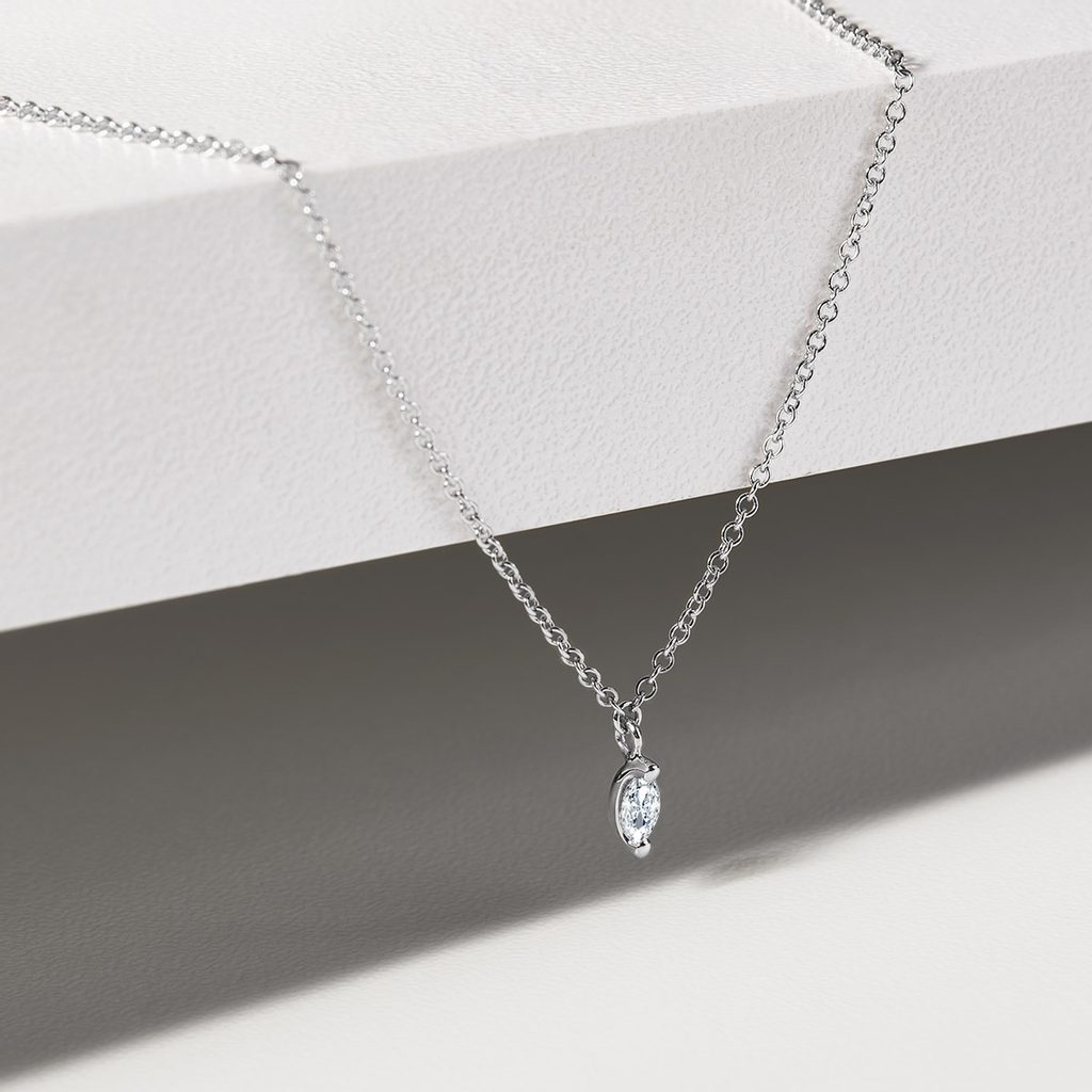 0.13 CT Marquise Moissanite Diamond Solitaire Pendent Necklace - farrellouise