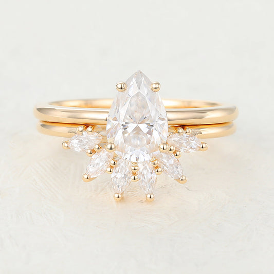1.50 CT Pear Moissanite Solitaire Bridal Ring Set - farrellouise
