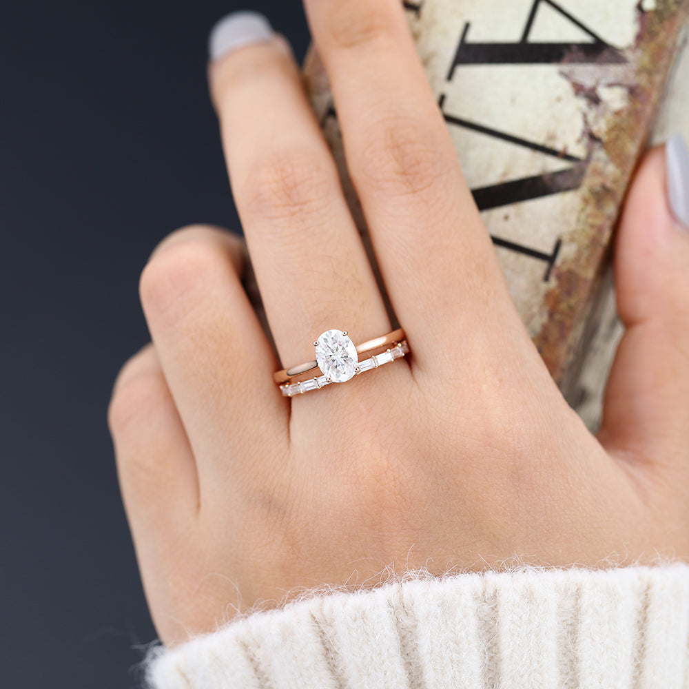 2.0 CT Oval Moissanite Solitaire Bridal Ring Set - farrellouise