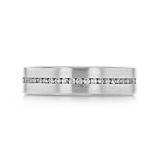 Round Stones Satin Men's Wedding Band - farrellouise