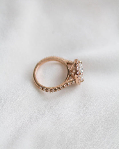 2.30 CT Cushion Halo Moissanite Engagement Ring - farrellouise