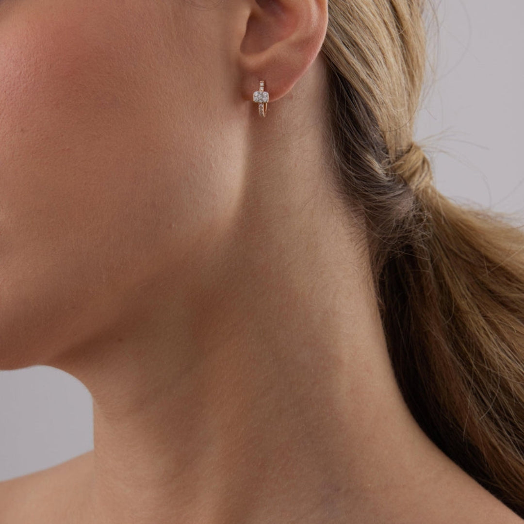0.35 TCW Round Moissanite Diamond Huggie Earrings