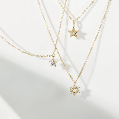 0.10 TCW Round Moissanite Diamond Star Pendent Necklace - farrellouise