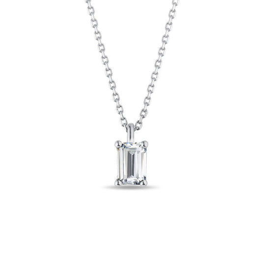 0.60 CT Emerald Moissanite Diamond Solitaire Pendent Necklace - farrellouise