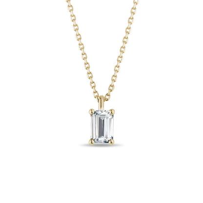 0.60 CT Emerald Moissanite Diamond Solitaire Pendent Necklace - farrellouise