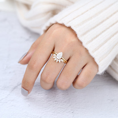 1.50 CT Pear Moissanite Solitaire Bridal Ring Set - farrellouise