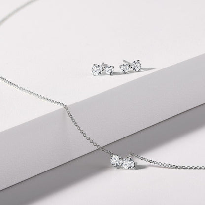 0.35 TCW Round Moissanite Diamond Two Stones Pendent Necklace - farrellouise