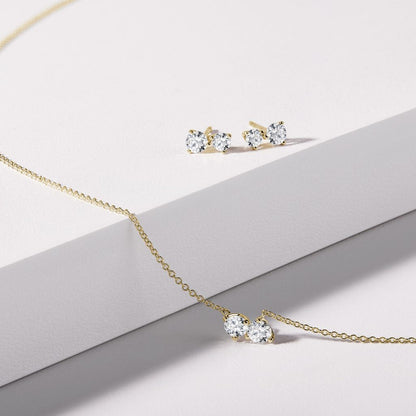 0.35 TCW Round Moissanite Diamond Two Stones Pendent Necklace - farrellouise