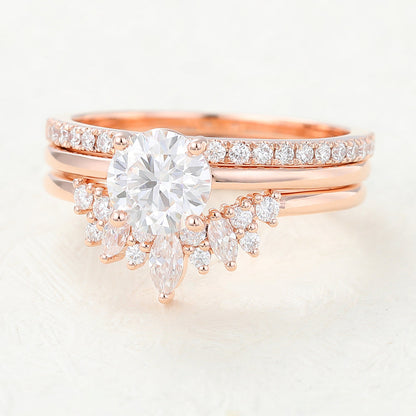 0.68 CT Round Moissanite Solitaire Bridal Ring Set - farrellouise