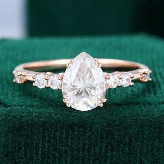 1.0 CT Pear Shaped Moissanite Pave Setting Engagement Ring - farrellouise