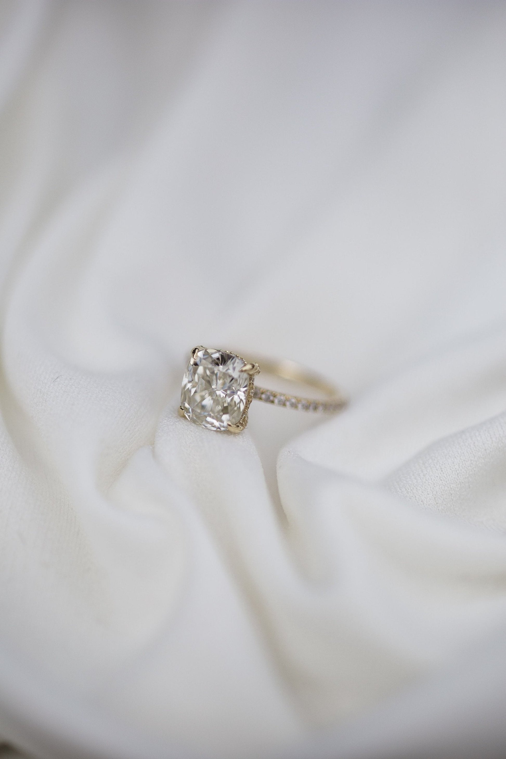 2.77 CT Cushion Solitaire Pave Moissanite Engagement Ring - farrellouise