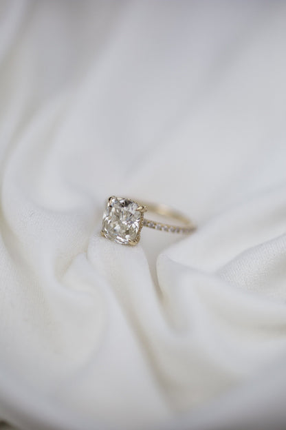 2.77 CT Cushion Solitaire Pave Moissanite Engagement Ring - farrellouise