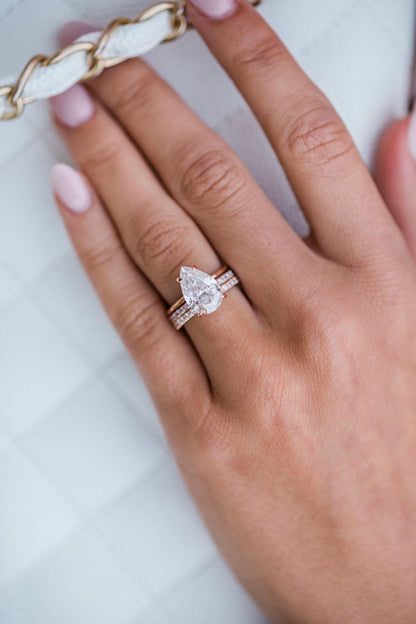 3.20 CT Pear Solitaire Moissanite Engagement Ring - farrellouise