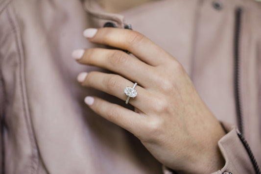 3.0 CT Oval Solitaire Hidden Halo & Pave Moissanite Engagement Ring - farrellouise