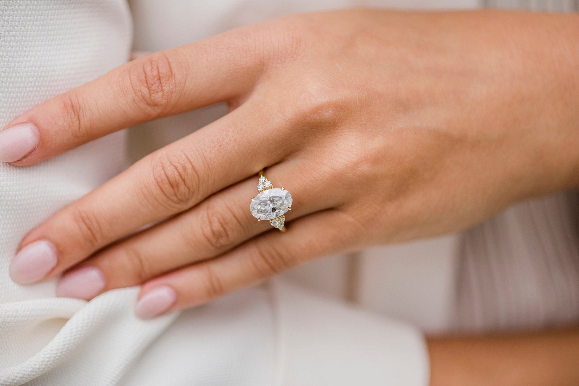 4.0 CT Oval Cluster Moissanite Engagement Ring - farrellouise