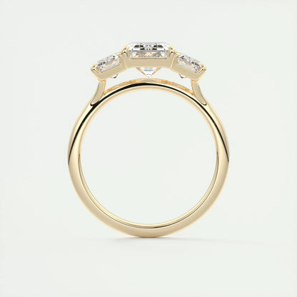 1.91 CT Emerald Shaped Moissanite Three Stone Engagement Ring custom listing for Dom