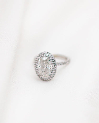 1.85 - 3.85 CT Oval Double Halo Moissanite Engagement Ring - farrellouise