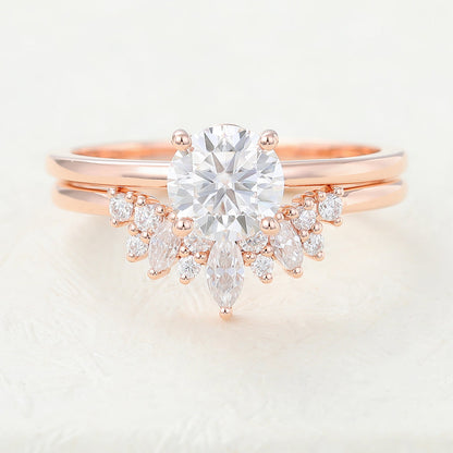 0.68 CT Round Moissanite Solitaire Bridal Ring Set - farrellouise
