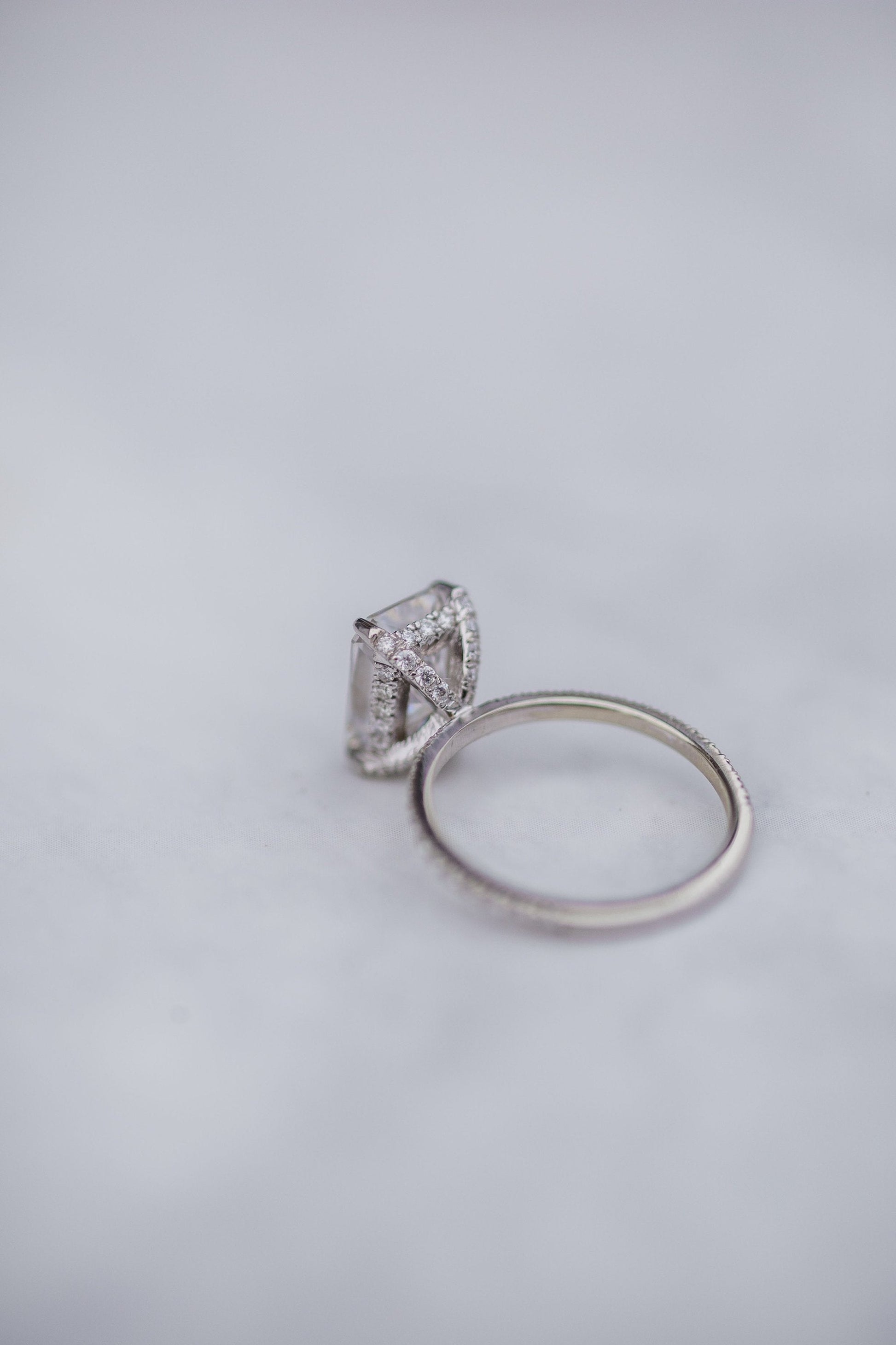 2.70 CT Radiant Solitaire Hidden Halo & Pave Moissanite Engagement Ring - farrellouise